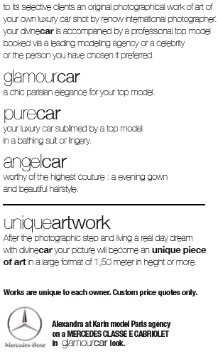 our professional team came up with an original idea to offer private customers a «photo shoot», so-to-speak of their own luxury vehicle to display proudly at home and for youself exclusively.